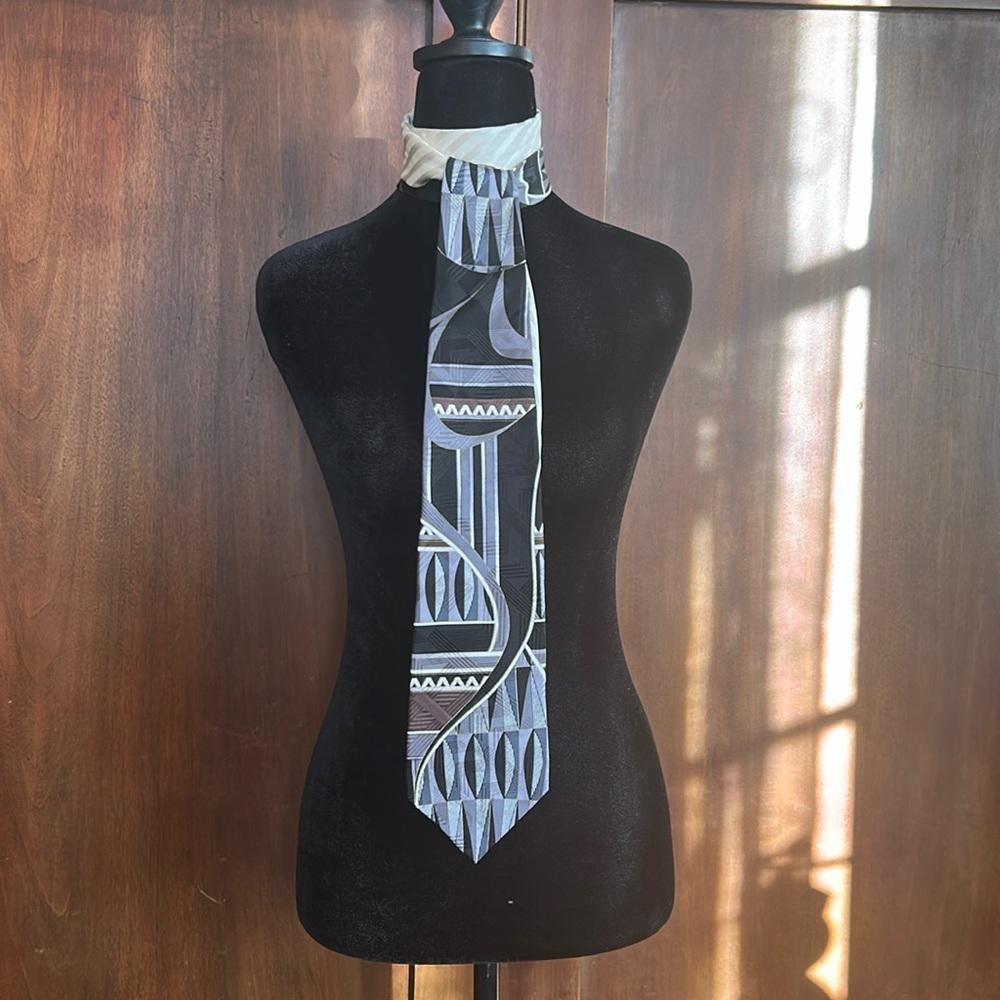 Upcycled Vintage Ties Scarf - Annie Hall Vibes 2 - Picture 2 of 7